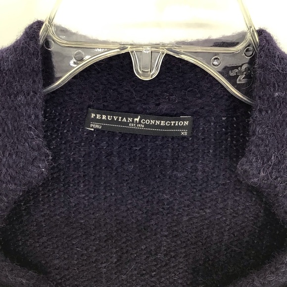 Peruvianan Connection Alpaca Wool Blend Open Cardigan Sweater Navy Size XS - Picture 4 of 6